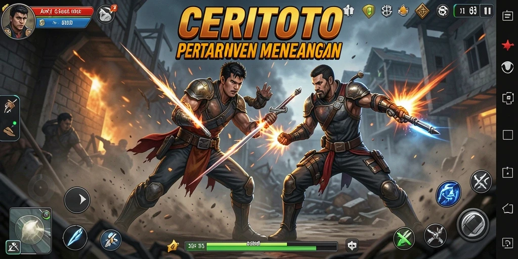 Tampilan pertarungan seru dengan karakter dinamis dalam CERITOTO.