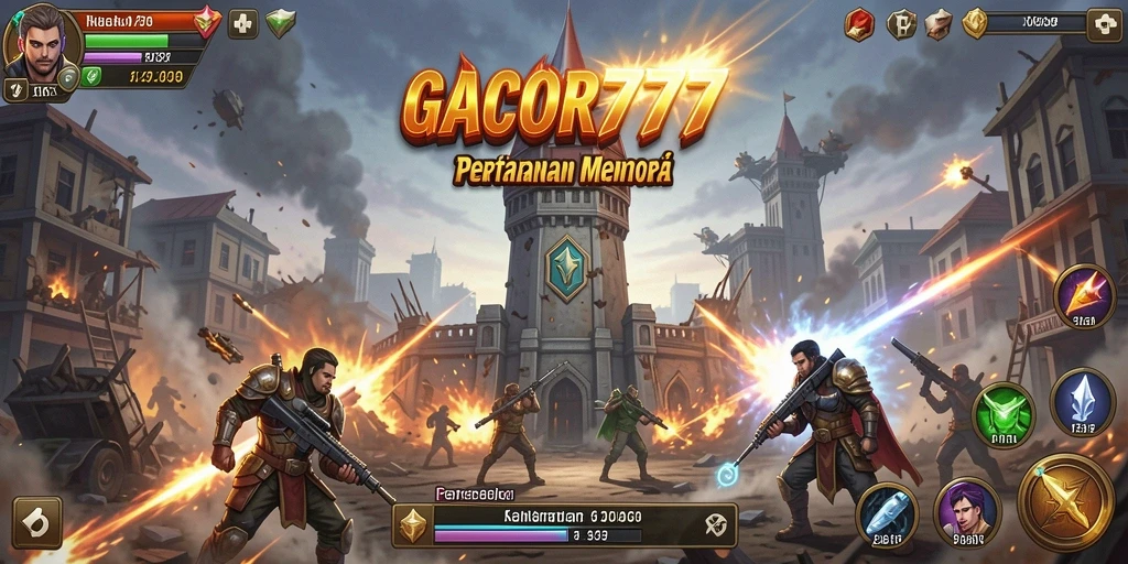 Tampilan gameplay menara pertahanan yang seru dalam GACOR777.
