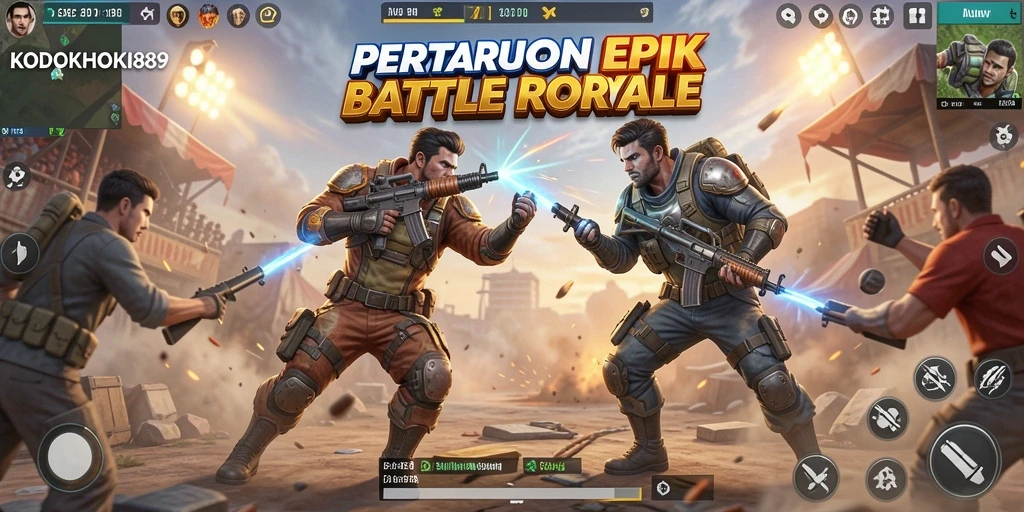 Screenshot aksi seru dan menegangkan dalam KODOKHOKI889 Battle Royale.