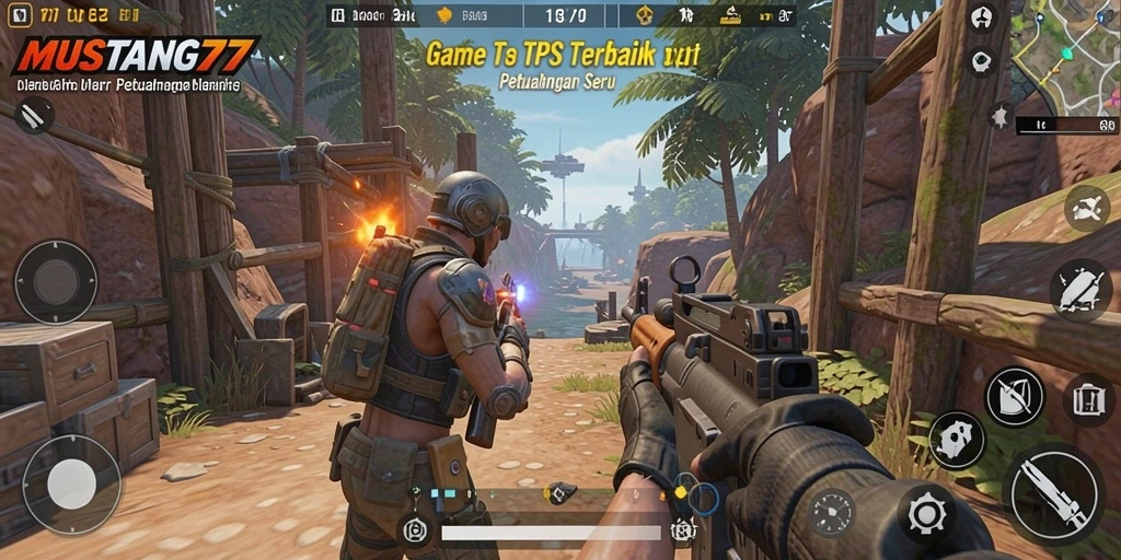 Tampilan aksi seru dalam game TPS MUSTANG77.