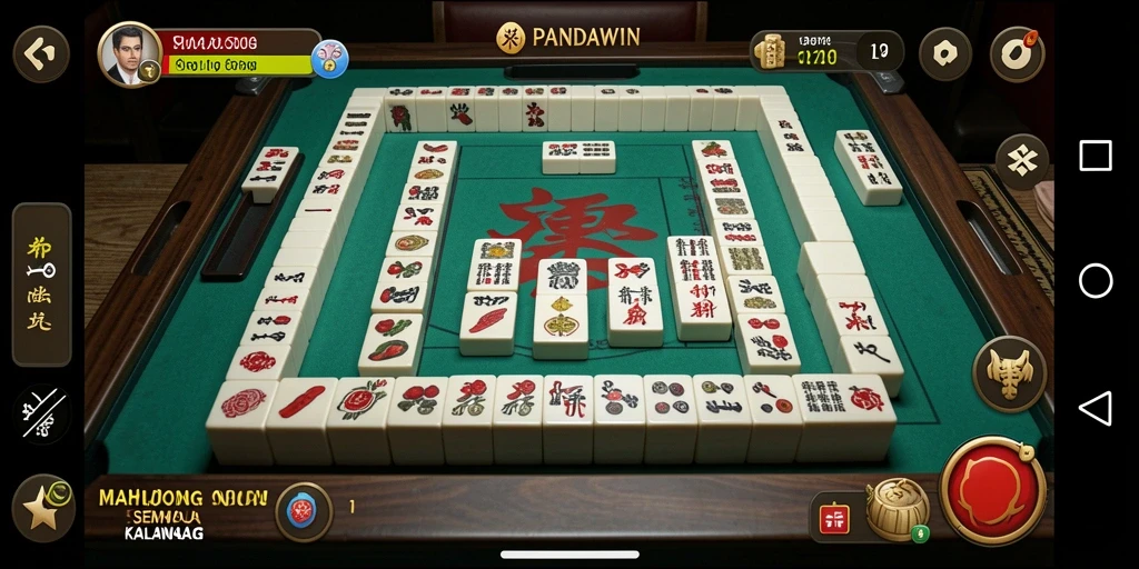 Screenshot dari gameplay PANDAWIN yang menampilkan papan Mahjong yang menantang.