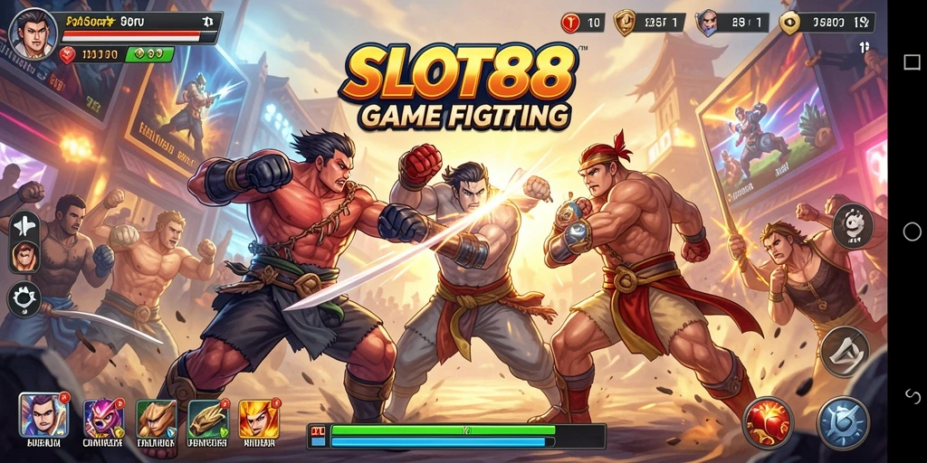 Tampilan menegangkan dari pertarungan di SLOT88 dengan karakter yang kuat.
